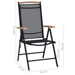 vidaXL Chaises de jardin pliables lot de 2 aluminium et textilène noir