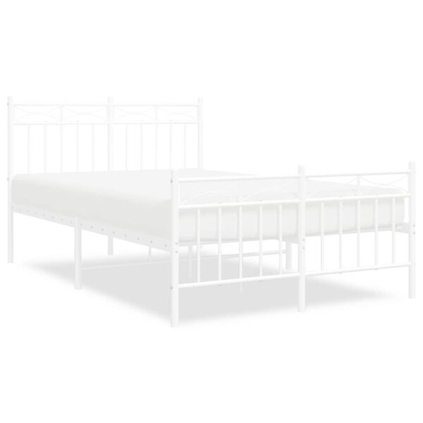 vidaXL Cadre de lit métal avec tête de lit/pied de lit blanc 120x200cm