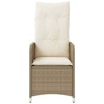 vidaXL Chaises inclinables de jardin lot de 2 avec table beige rotin