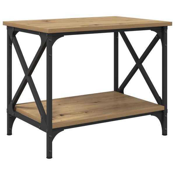 vidaXL Table d'appoint avec étagère avec stockage chêne artisanal 55 x 38 x 45 cm