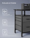 Bureau d'angle avec multiprise 120 x 150 x 76 cm informatique avec rehausseur d’écran bureau gaming led 2 tiroirs 2 ports usb facile à monter noir 12_0004625