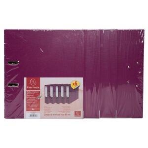 Lot De 5 Classeurs À Levier Intérieur Et Extérieur En Polypropylène - Dos De 80mm - Mécanique Prem'touch - Format À Classer A4 - Fuchsia - Exacompta