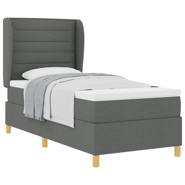 Lit Box Spring vidaXL avec matelas gris foncé 100x200 cm en tissu