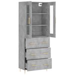vidaXL Buffet haut Gris béton 69 5x34x180 cm Bois d'ingénierie
