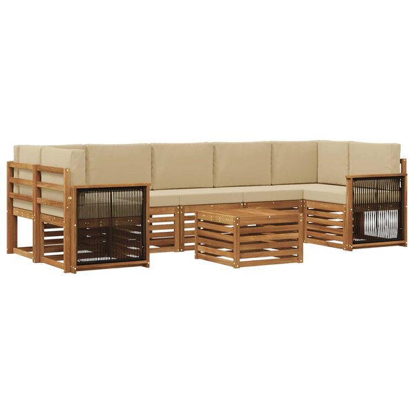 vidaXL Ensemble de canapés d'extérieur 8 pc Naturel et Beige
