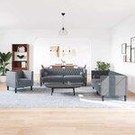vidaXL Ensemble de Canapés 3 Pièces Gris foncé Velours