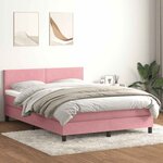 vidaXL Sommier à lattes de lit avec matelas rose 160x210 cm velours