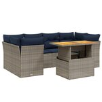 vidaXL Salon de jardin 7 Pièces avec coussins gris résine tressée