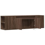 vidaXL Meuble TV mural avec lumières LED chêne marron 135x31x39 5 cm