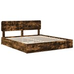 vidaXL Lit de Rangement Chêne fumé 180 x 200 cm Bois d'ingénierie