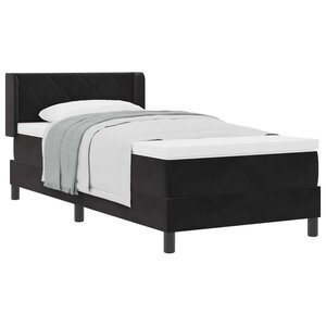 vidaXL Lit à ressorts avec matelas Noir 200 x 90 cm Polyester