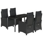 vidaXL Ensemble à manger de jardin coussins 5Pièces Noir Résine tressée