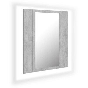 vidaXL Armoire de salle de bain à miroir LED Gris béton Acrylique