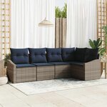 vidaXL Ensemble de canapé de jardin avec coussin 5 Pièces Gris et marine