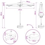 vidaXL Parasol de jardin 270 x 270 cm Polyester Rectangulaire