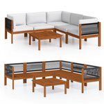 Salon de jardin meuble d'extérieur ensemble de mobilier 6 pièces avec coussins crème bois d'acacia solide 02_0016750