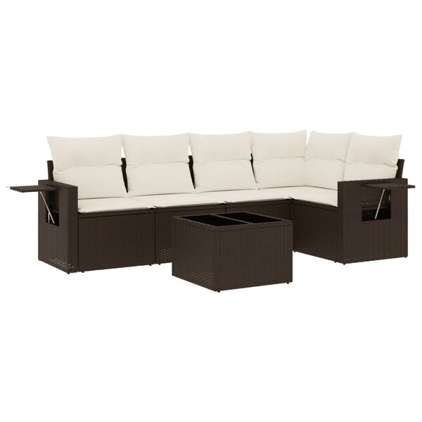 vidaXL Salon de jardin avec coussins 6 Pièces marron résine tressée