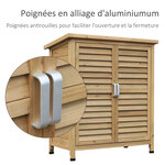 Armoire de jardin abri jardin remise pour outils sur pied dim. 87L x 46l x 96H cm étagère portes persiennes toit bitumé bois sapin autoclave vert