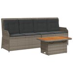 vidaXL Salon de jardin 3 Pièces avec coussins Gris Résine tressée