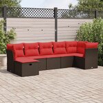 vidaXL Salon de jardin avec coussins 7 Pièces marron résine tressée
