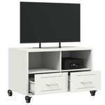 vidaXL Meuble TV blanc 68x39x43 5 cm acier