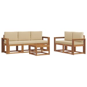 vidaXL Ensemble de canapés d'extérieur 6 pc Naturel et Beige
