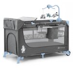 Kinderkraft Lit d'enfant de voyage JOY avec accessoires Bleu et gris