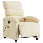 vidaXL Fauteuil inclinable de massage électrique crème tissu