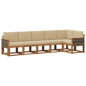 vidaXL Ensemble de canapés d'extérieur 6 pc Naturel et Beige Polyester