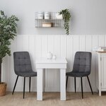Table de salle à manger 90×60 cm blanche avec 2 chaises en velours gris