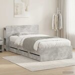 vidaXL Cadre de lit avec rangement Gris béton 75 x 190 cm