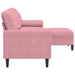 vidaXL Canapé à 3 places avec repose-pieds Rose 210 cm Velours