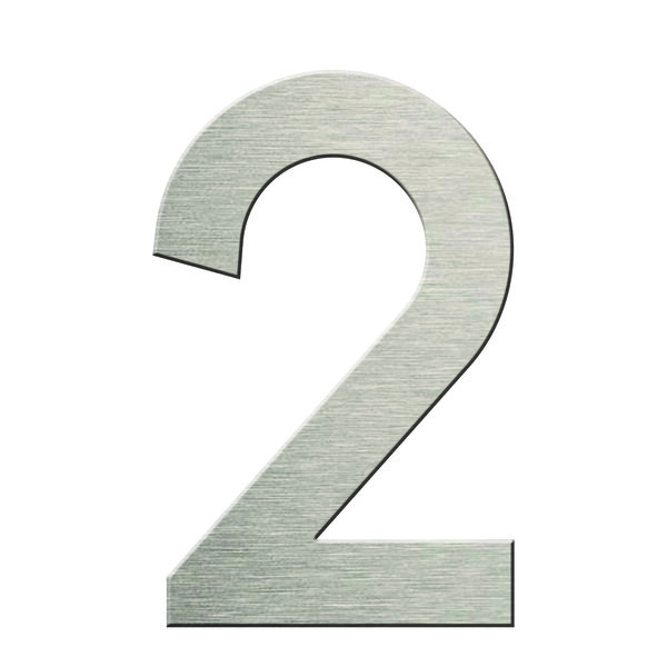 Numéro 2-Numéro adhésif pour boîtes aux lettres - Vinyle épais texturé, hauteur 50 mm - Inox Brossé