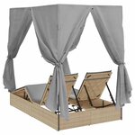 vidaXL Transat double avec toit Beige 205 x 129 x 200 cm Rattan PE