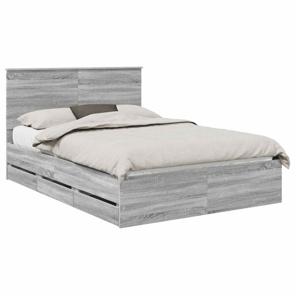 vidaXL Cadre de lit Gris Sonoma 140 x 200 cm Bois Ingénierie