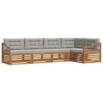 vidaXL Ensemble de canapés d'extérieur 5 Pièces Gris Naturel et Clair