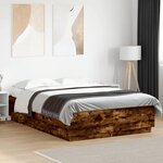 vidaXL Cadre de lit avec lumières LED chêne fumé 120x200 cm