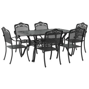 vidaXL Ensemble de salle à manger pour jardin 7 Pièces Noir Aluminium