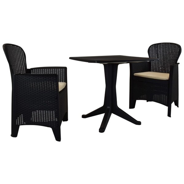 vidaXL Ensemble de bistro 3 Pièces Plastique rotin Anthracite