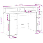 vidaXL Bureau et lumières LED chêne fumé 140x55x91cm bois d'ingénierie