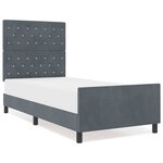 vidaXL Cadre de lit avec tête de lit Gris foncé 90 x 190 cm Velours