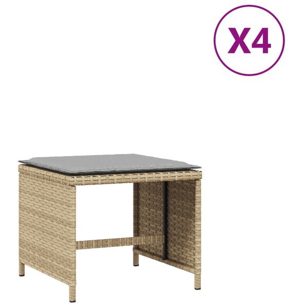 vidaXL Tabourets de jardin et coussins lot de 4 mélange beige rotin