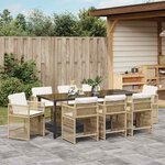 vidaXL Ensemble de salle à manger pour jardin 9 Pièces Beige polyrotin