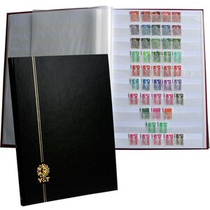 PERFECTA : Classeur fixe pour timbres (Grand modèle-Pages Blanches-32p. Noir)