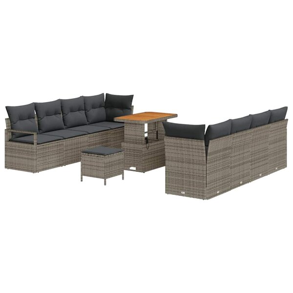 vidaXL Ensemble de canapé de jardin 11 Pièces Gris Poly rotin