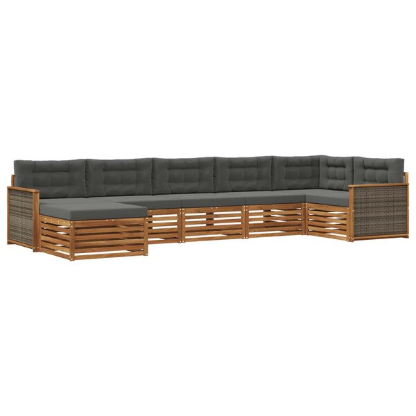 vidaXL Ensemble de canapés d'extérieur 7 pc Naturel et Anthracite