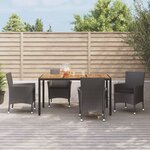vidaXL Ensemble à manger de jardin coussins 5Pièces Noir Résine tressée