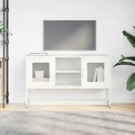 vidaXL Meuble TV blanc 100 5x39x60 5 cm acier