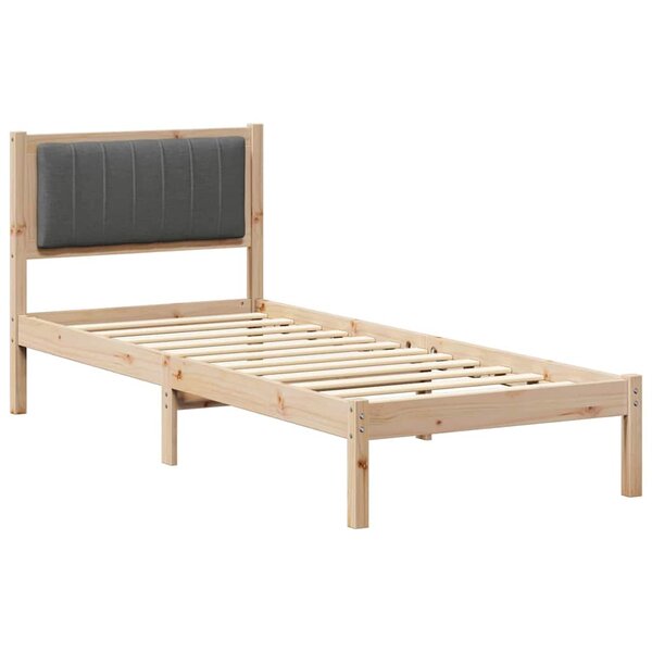 vidaXL Cadre de lit avec tête de lit rembourrée Gris foncé 75 x 190 cm
