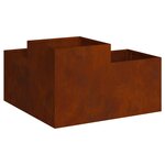 vidaXL Cache-pot de jardin Rouillé 80 x 80 x 48 cm Acier patiné